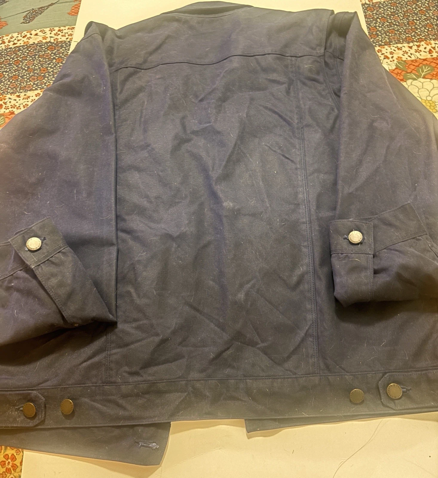 Freenote RJ-1 Cloth Riders Jacket Waxed Canvas 2XL Navy Blue - product detail image 4
