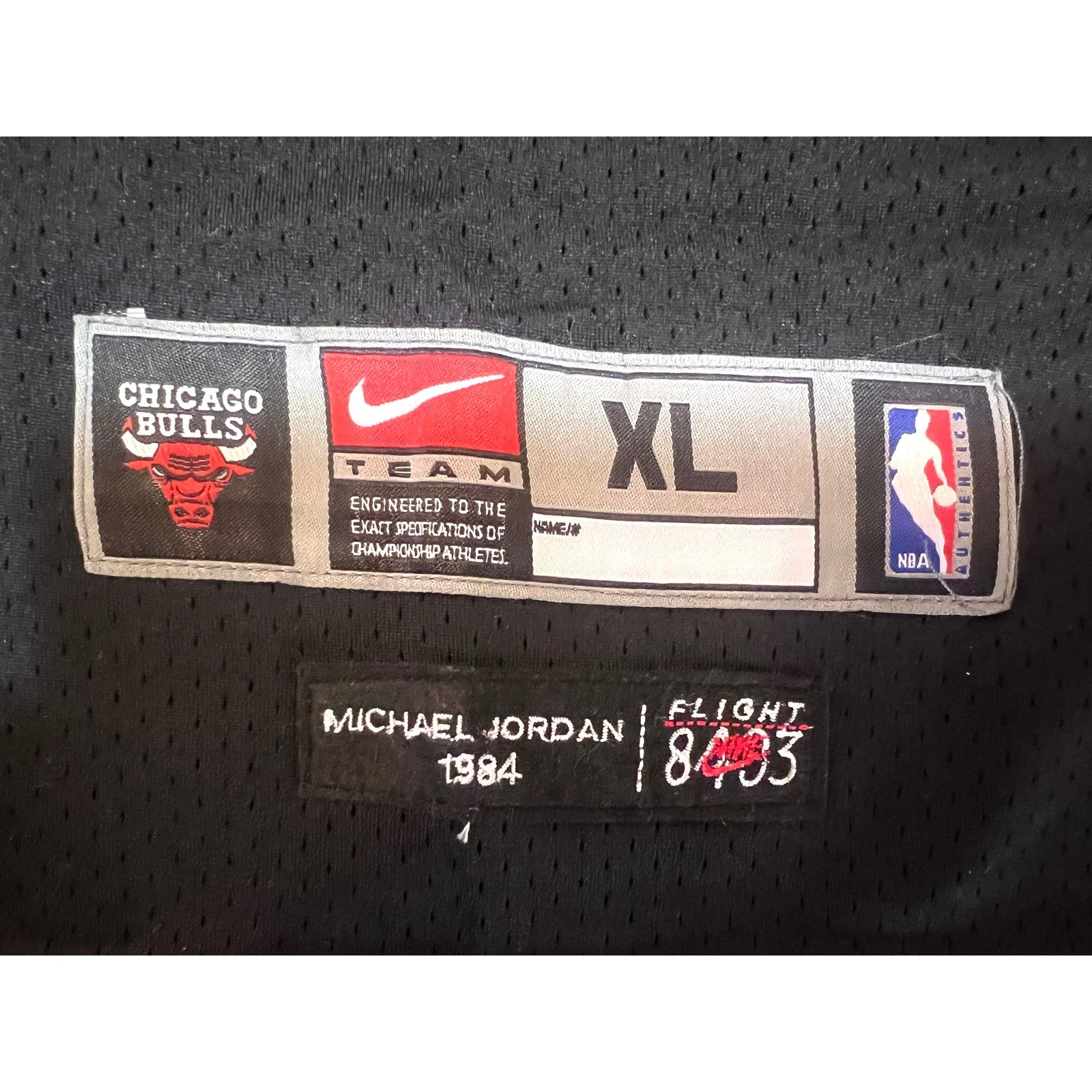 Nike Michael Jordan Chicago Bulls Jersey Flight 8403 Retro Black XL 52 NBA New thumbnail 10