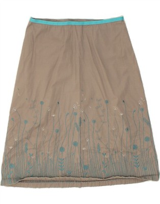 White Stuff Damen A-Linien Rock US 8 Medium W28 grau Blumenmuster Baumwolle BU62