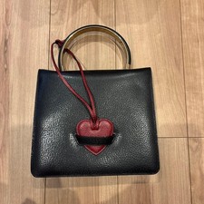 MOSCHINO Vintage Heart Handbag Red Ladies Retro Rare Top Handle Bag