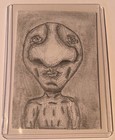 ACEO, Original Art, Abstract, Alien, Nose, Drawing, Framed, Signed by NR — photo 1
