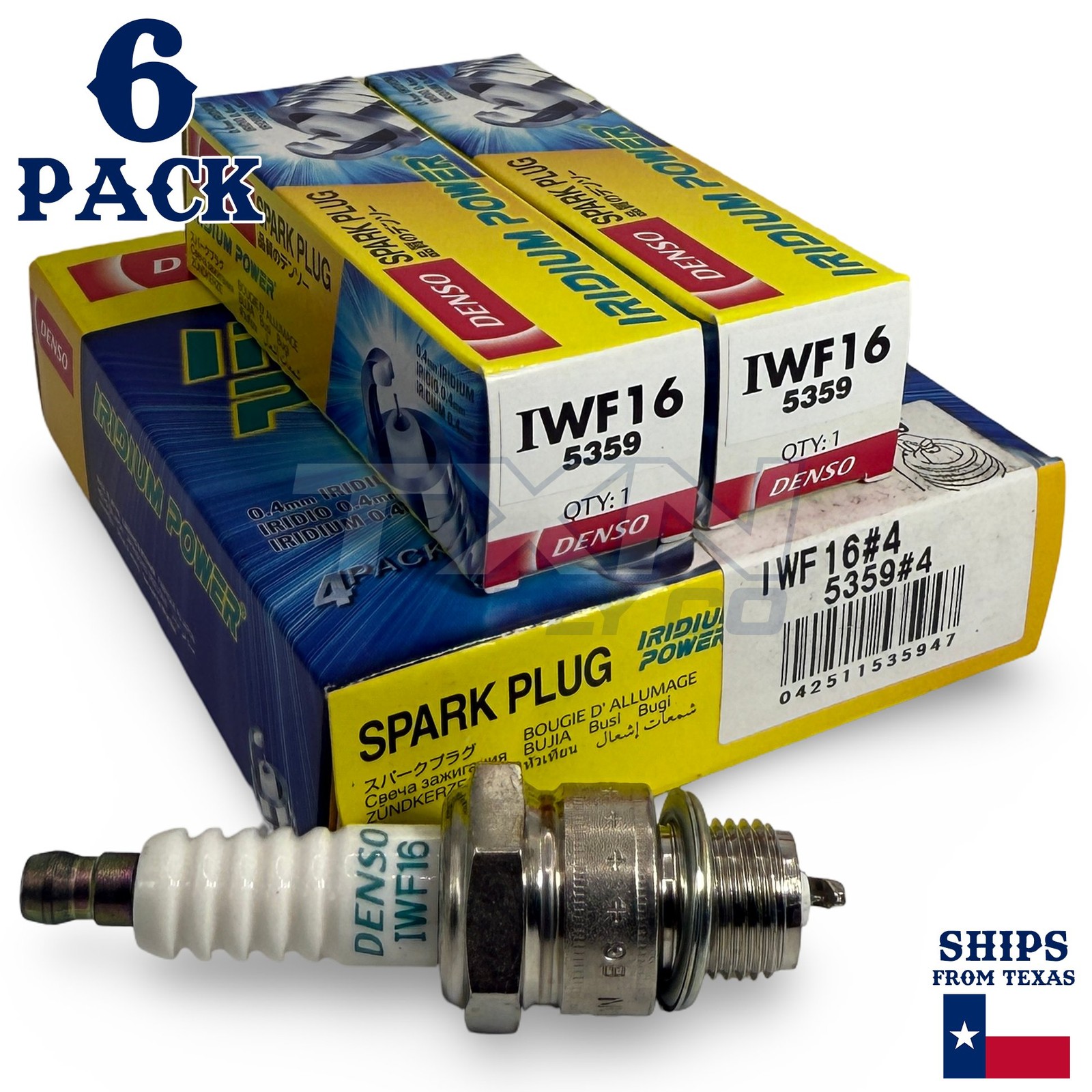 6 Pack Denso 5359 Iridium Power Spark PlugsÂ IWF16