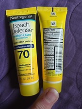 2 Pack Neutrogena Beach Defense Water Sun Sunscreen Lotion SPF 70 1 fl Oz each