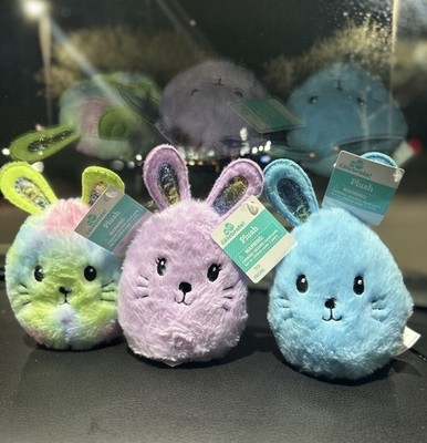 3 Pack! 8  Easter Round Bunny Plushies Multiple Celebration For Kids, Decor  