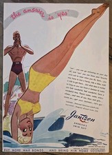 1944 Women's Men's Jantzen Swimsuits vintage Fashion Hurst Art Ad AS IS