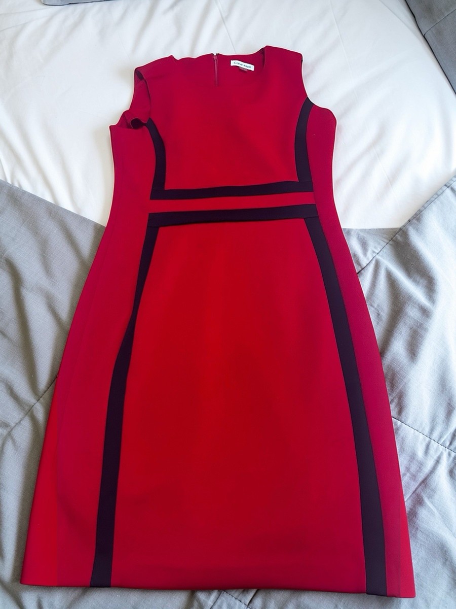 red black colorblock dress Designer Vintage GVGV Colorblock Dress Sleeveless Sexy Red Black Sm RARE  NWOT