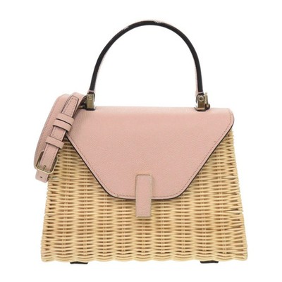 Valextra Mini Iside Wicker Leather Beige / Pink with Box Women's Bag #LTB152