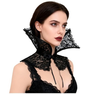 Victorian Standing Collar Black Detachable Vampire Gothic Dracula Women Lace