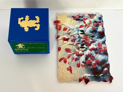 Custom STAVE Heirloom Wood Puzzle 80 Pieces    Winter s Gem    Excellent Cond