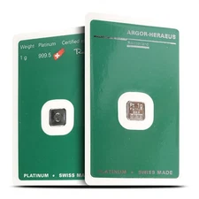 1 Gram Argor Heraeus Platinum Bar (New w/ Assay)