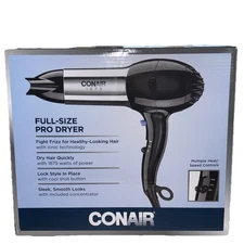 New! Conair 1875 Full-Size Pro Dryer With Concentrator - Black With Sparkle