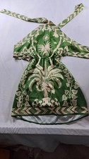 SHEIN Halter Maxi Dress Womens L Green White Tropical Print Elastic Waist