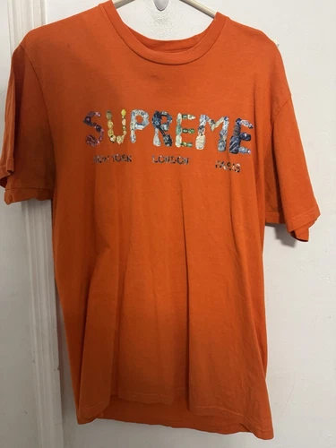 Tee shirt orange Supreme Rocks taille L SS18 occasion 100% authentique
