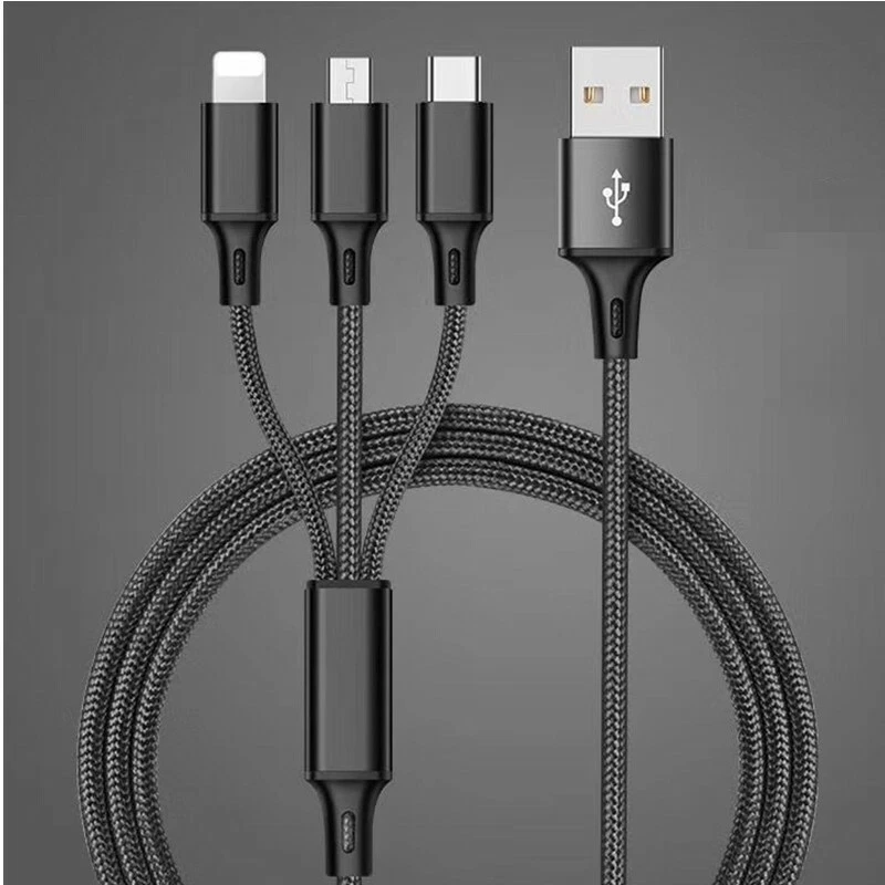 Mobile Phone Charging Cable 3in1 Type-C Micro USB IOS For IPhone Samsung Huawei_voghion.com