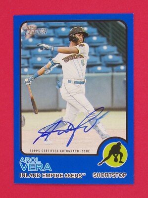  2022 Topps Heritage Minors Arol Vera 19/99 Real One Autographs Blue #ROAAV 