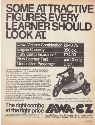 Vintage A4 Zeitschrift Reklame. JAWA VELOREX KOMBINATION