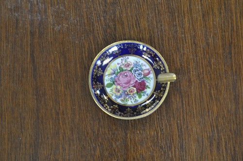 Vintage Limoges France Full Blue Floral Ashtray Beautiful Color Elegant Design