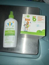 Babyganics Natural Insect Repellent Pump Spray 8 Oz and Wipes 15 Count