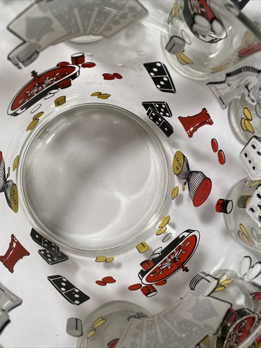 50er Jahre Hazel Atlas ViVa Las Vegas Casino Motiv Glas Eiskübel 8 Gläser - Bild 7 von 21