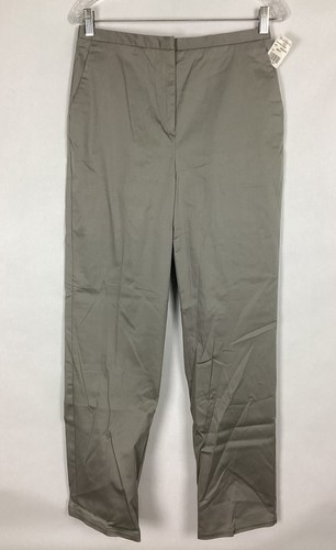 Womens Brooks Brothers Pants Sz 10 Stretch Sateen Cotton Spandex Gray 30x31 New - Picture 1 of 17
