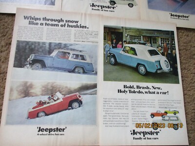 Vintage Jeepster Commando Convertible Roadster Station Wagon  ads  Lot of 5