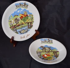 Vintage Figgjo Flint Norway Childrens Fairytale Plate Bowl Three Billy Goats 2pc