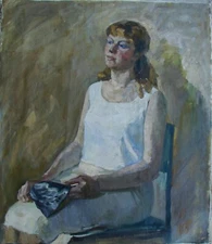 Ukrainian Soviet USSR Oil Painting impressionism realism female portrait girl