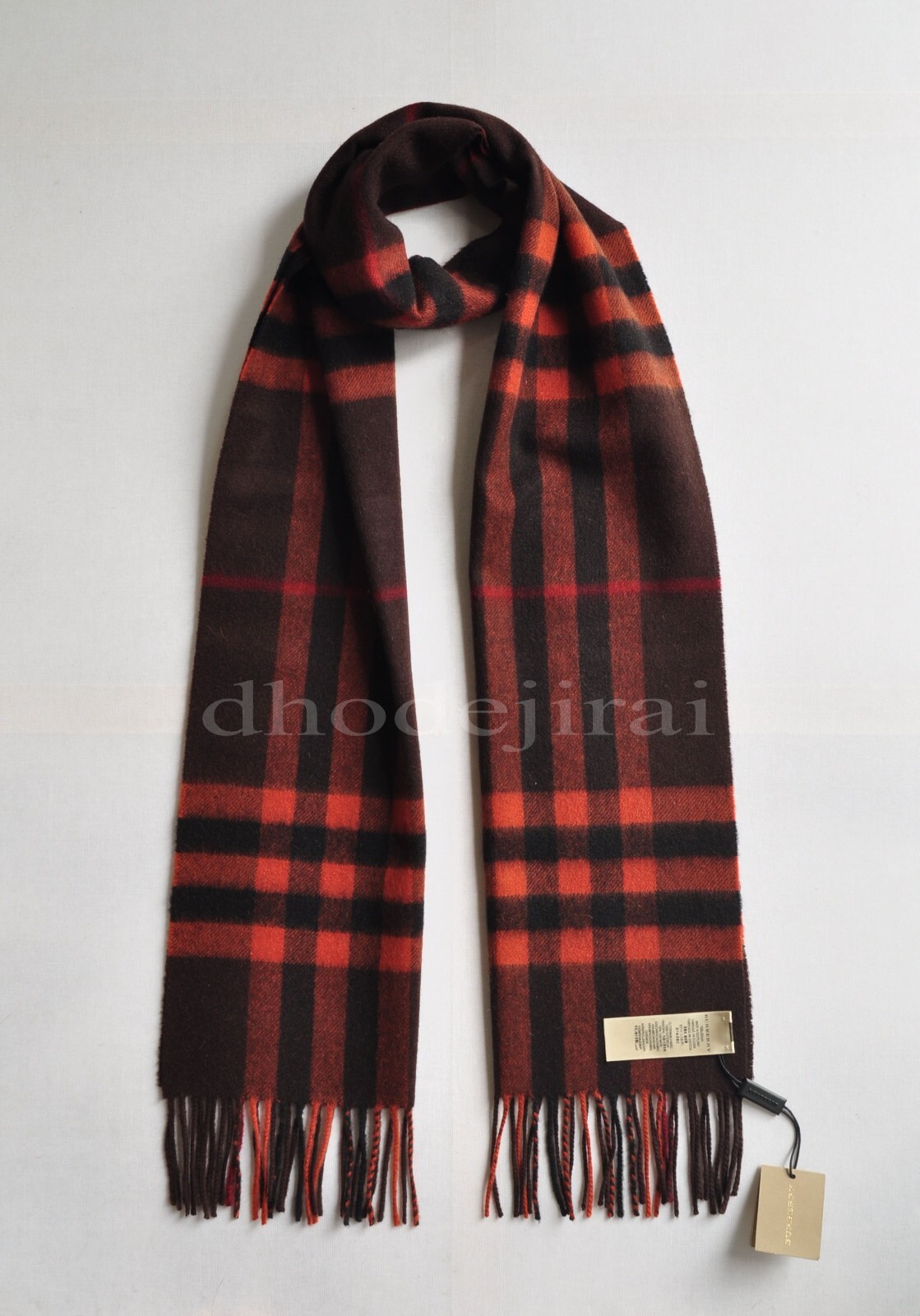 $960 Authentic BNWD BURBERRY  Check Cashmere Mens/Womens Scarf Dark Clove Brown image 2