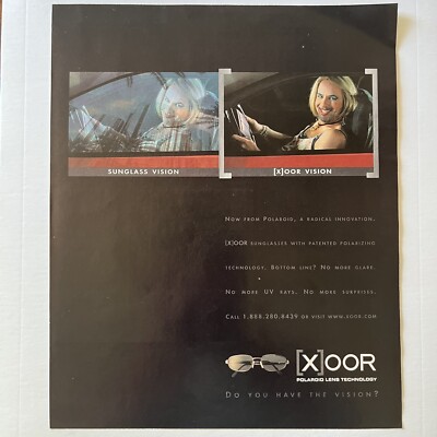 Polaroid [X]OOR Sunglasses 1999 Vintage Print Ad 10''x12'' XOOR sunglasses