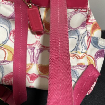 Coach Backpack Signature Scribble Poppy Canvas Hot Pink A1376