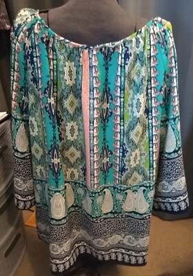 Moa Moa Blouse Size 3X Armpits 28 In Shoulder Down 30 In Bottom 30 In 