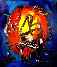  MUSIC ABSTRACT PIANO Large Abstract Modern Original Oil Painting