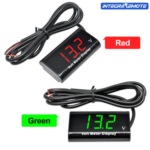 Voltmètre étanche rouge/vert 0,56" IPX6 3-18 V DEL voltmètre numérique pour voiture - Photo 1/36