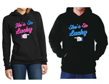 Couples Set Hoodies He's so Lucky / She's so Lucky Hooded Sweatshirt Set of 2