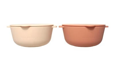 ANA BABY 2er Pack Silikon Schüsseln mit Deckel, für Babys und Kleinkinder, BPA frei, Spülmaschine,