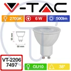 V-TAC VT-2206 7497 LED Spot GU10 6W 38° warm light CRI 95