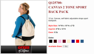 Canvas Two 2 Tone Sports Backpack School Natural Eco Friendly Cotton