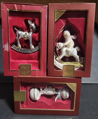 Lot of 3 Lenox 2008 Annual Baby's 1st Christmas Ornament Rattle Pooh ...