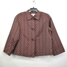 Coldwater Creek Women Multicolored Collared Paisley Print 3-Button Blazer Coat M