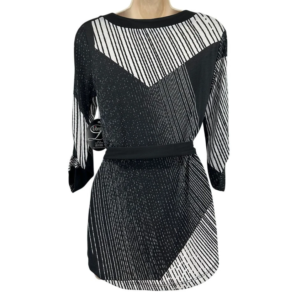 Top Libra Mujer S Negro Arte para Usar Geométrico Cinturón Túnica Artística Madura Oficina Foto 2 de 4