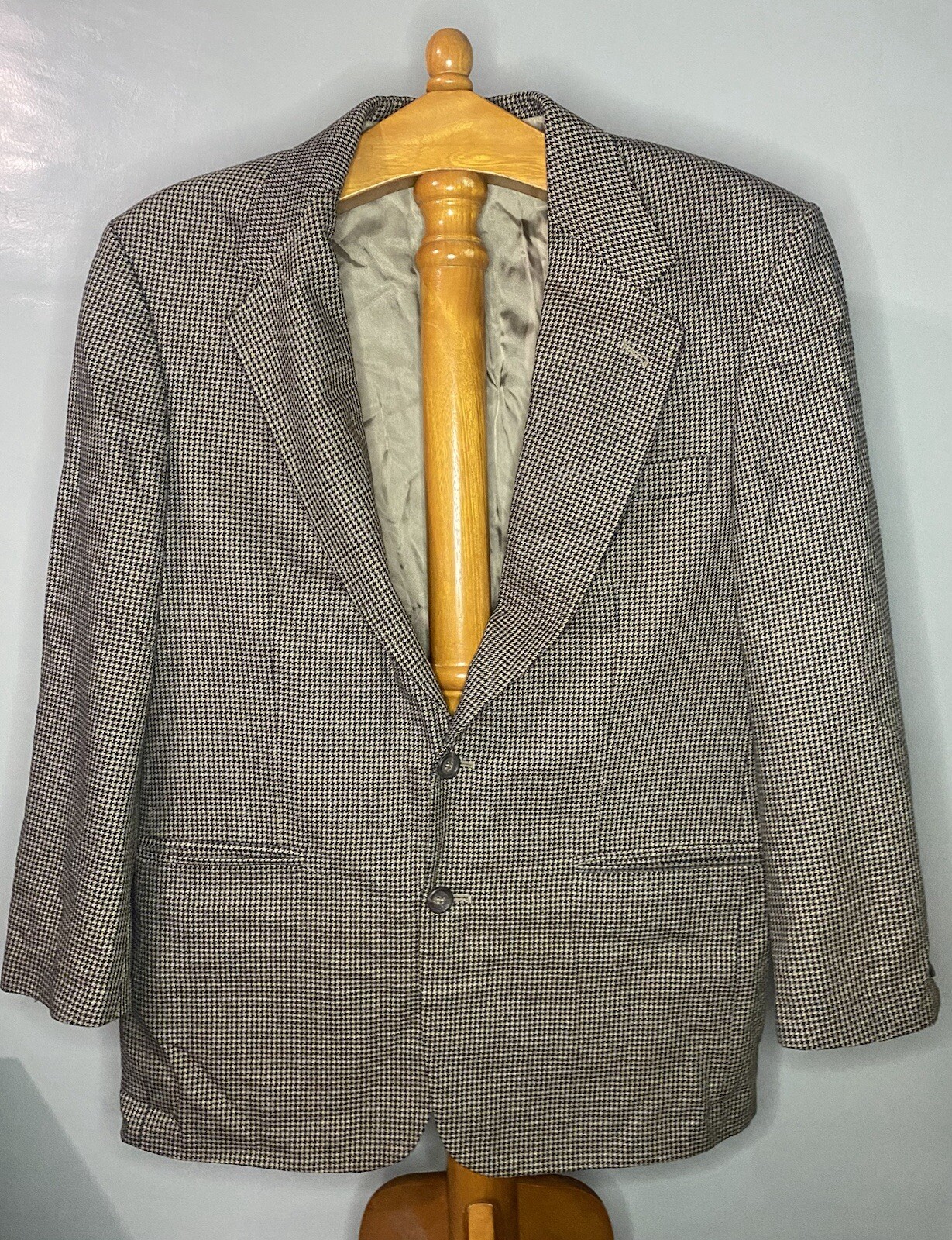 FILA Giacca cappotto sportivo lana pied de poule marrone scuro Tailors Row Finery 2 bottoni taglia 40R