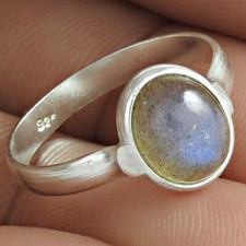 Labradorite Stone Solid Sterling Silver Cocktail Unique Statement Wife Ring US 6