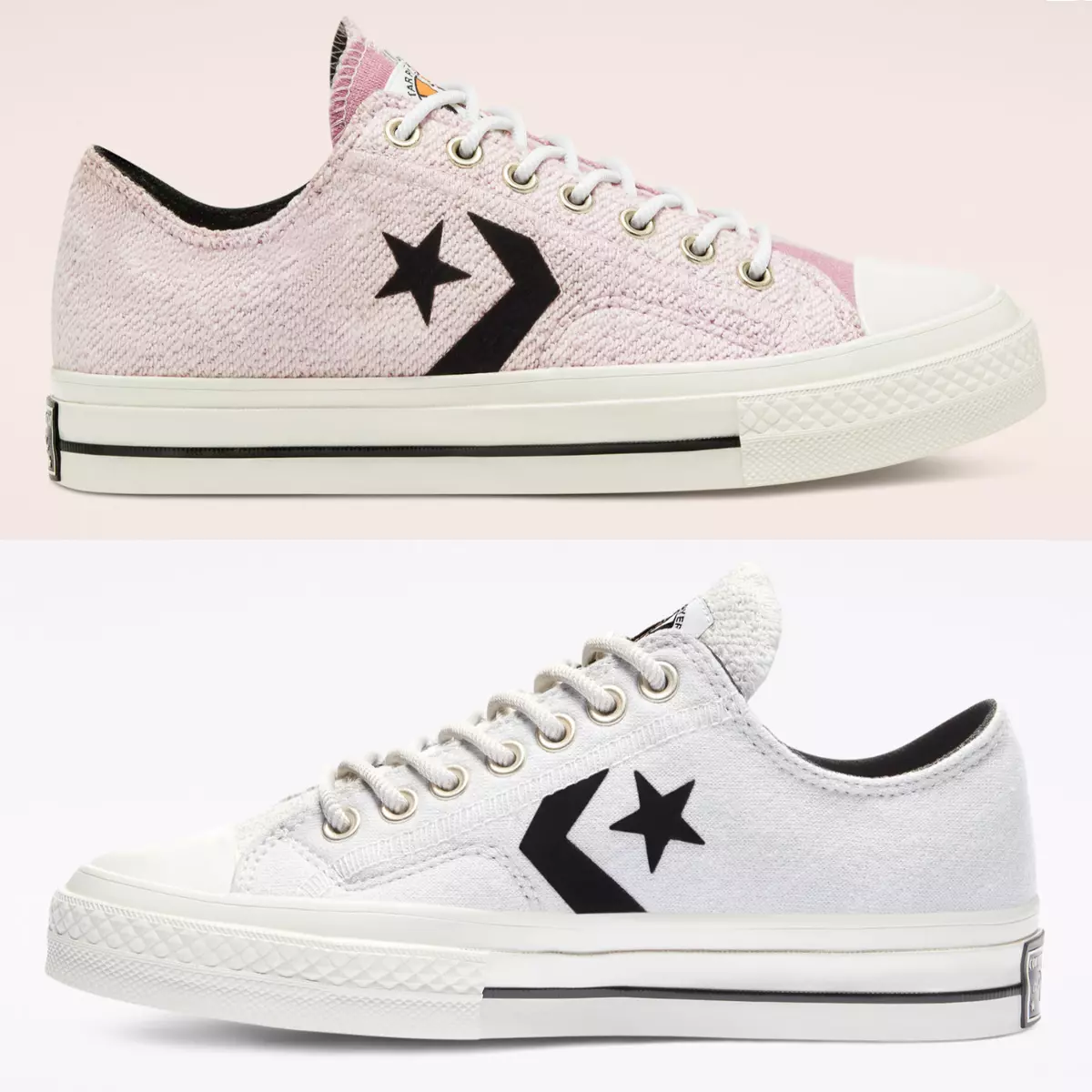 Converse Star Player Low Top Reverse Terry Trainers White Pink