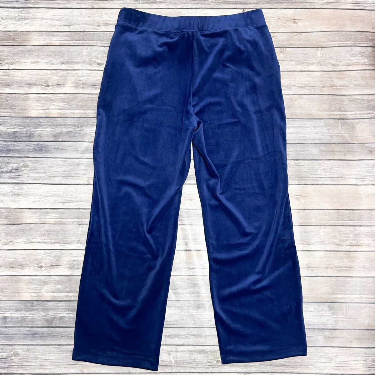 Nicole Miller New York Dark Royal Blue Velour Wide Straight Leg