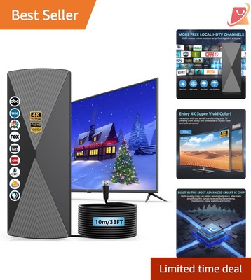 Maximize Channel Access with 2025 1200+ Miles TV Antenna, Smart TV Compatible