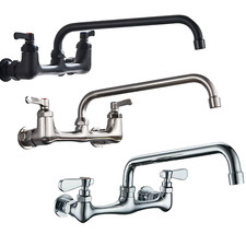 Commercial Kitchen Sink Faucet Wall Mount 2-Handle No Lead Faucet Mixer Tap