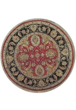 4x4' Red Vegetable Dyed Chobi Round Rug 73686