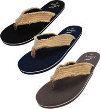 NORTY Men's Lightweight Canvas Strap Thong Flip Flop Everyday Beach Pool Sandal