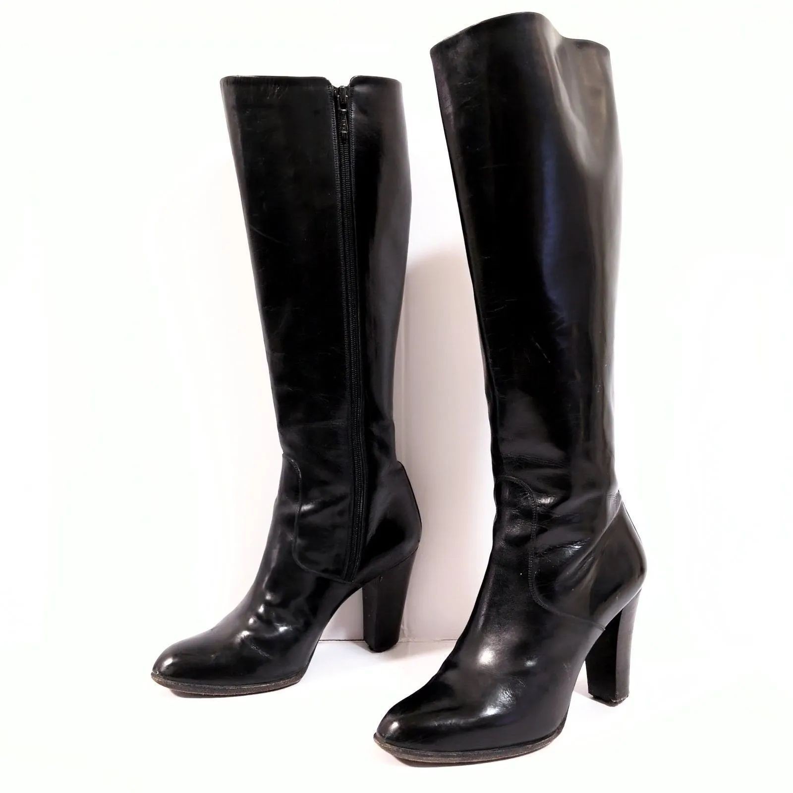 Saint Laurent Long Boots Shoes EU 35.5 US 5.5 Leather Black Authentic