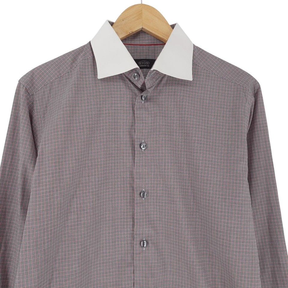 Eton Hemd Classico Slim Fit A Caro Zy9 Taglia 40 15.3/4 - Immagine 2 di 4